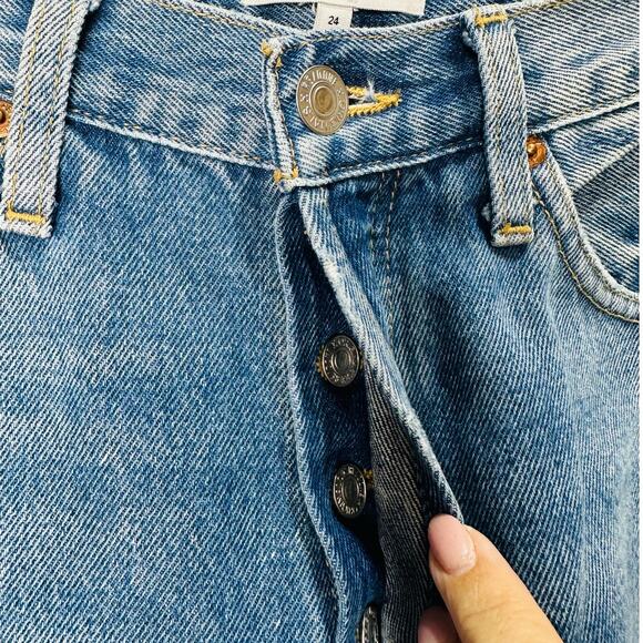 RE/DONE 90’s High Rise Loose Jeans – Medium Wash Distressed – Size 24 - Picture 3 of 10
